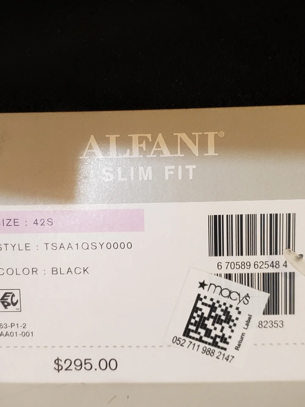 Alfani Men's Black Velvet 2-Button Sport Coat Men's 42S (short) NWT